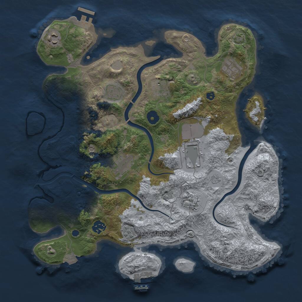 Rust Map: Procedural Map, Size: 3550, Seed: 916630, 15 Monuments