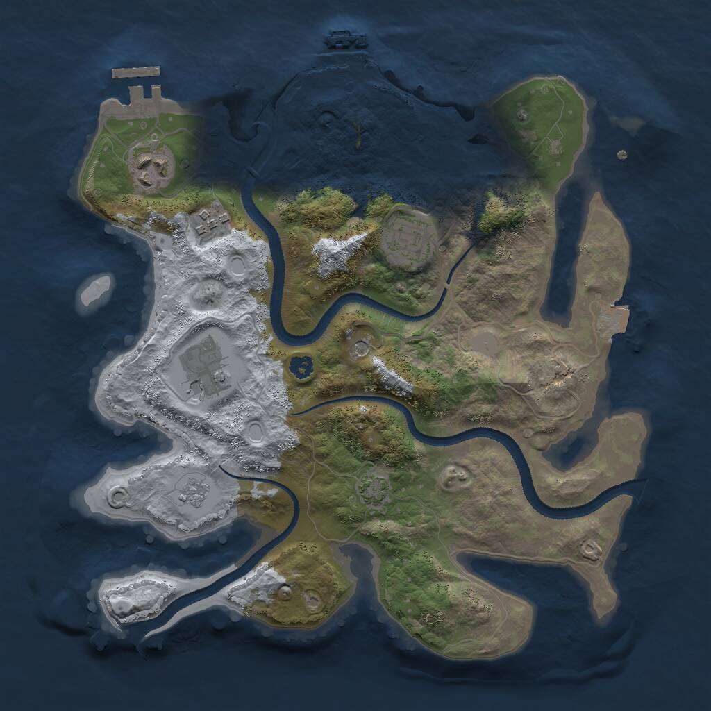 Rust Map: Procedural Map, Size: 3000, Seed: 510178720, 10 Monuments