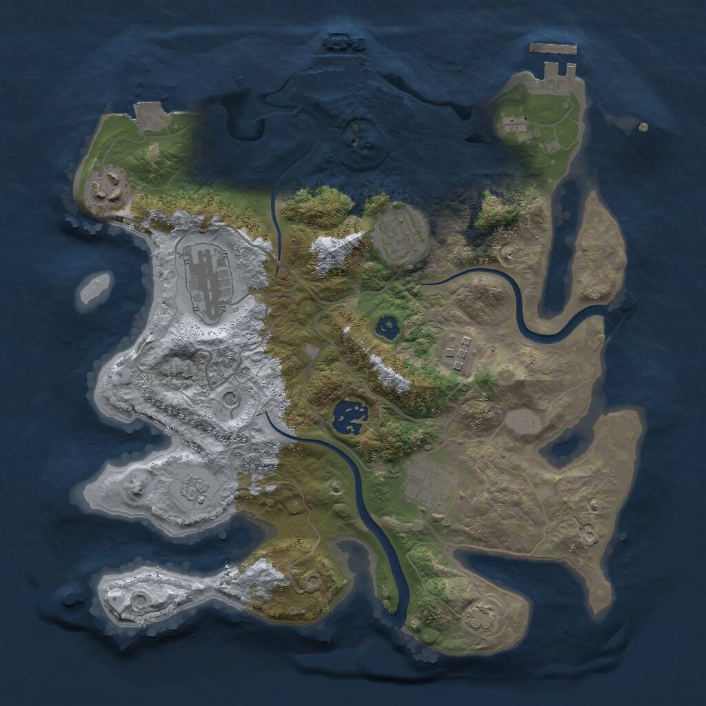 Rust Map: Procedural Map, Size: 3000, Seed: 510178720, 12 Monuments