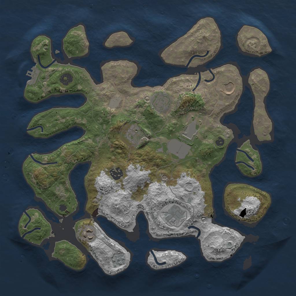 Rust Map: Procedural Map, Size: 3550, Seed: 73910, 15 Monuments