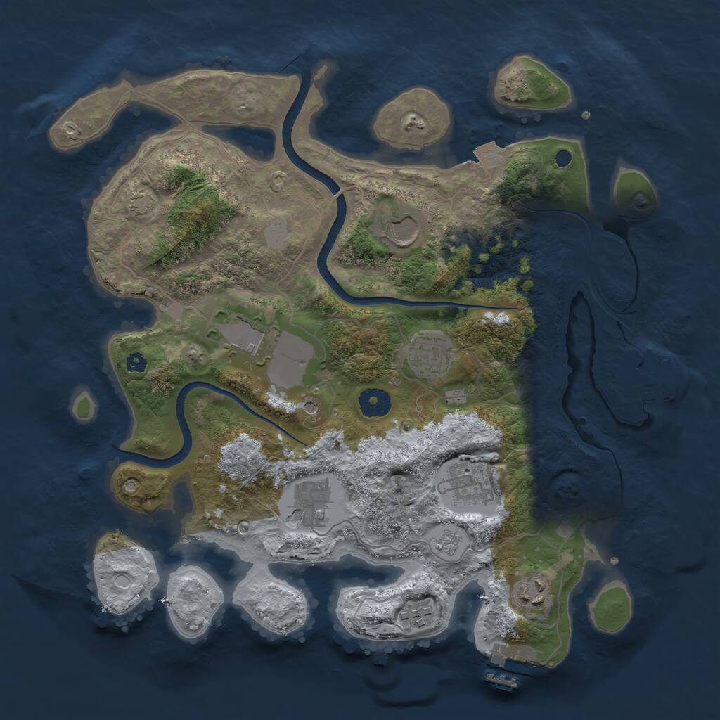Rust Map: Procedural Map, Size: 3500, Seed: 3832727, 13 Monuments