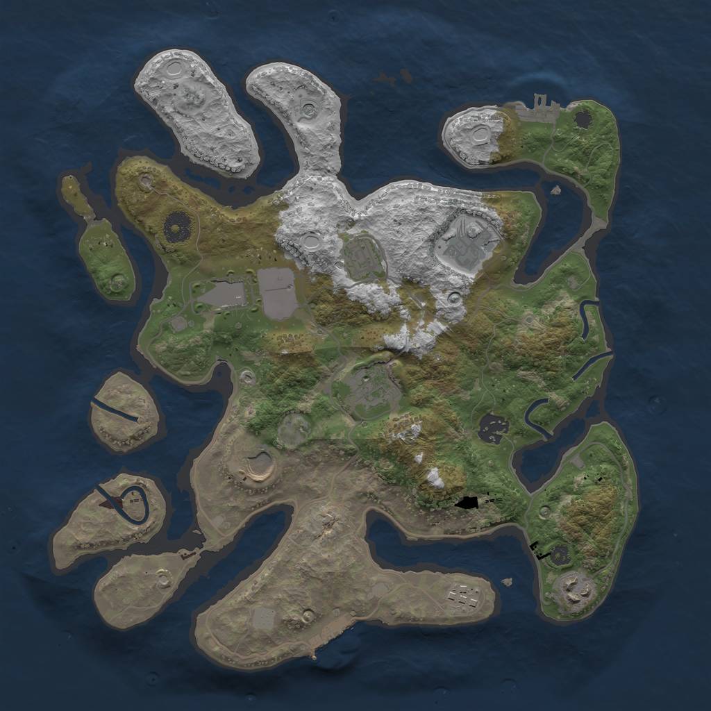 Rust Map: Procedural Map, Size: 3550, Seed: 885825, 16 Monuments
