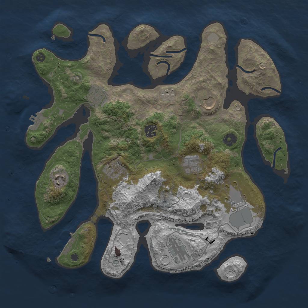 Rust Map: Procedural Map, Size: 3550, Seed: 997378, 17 Monuments