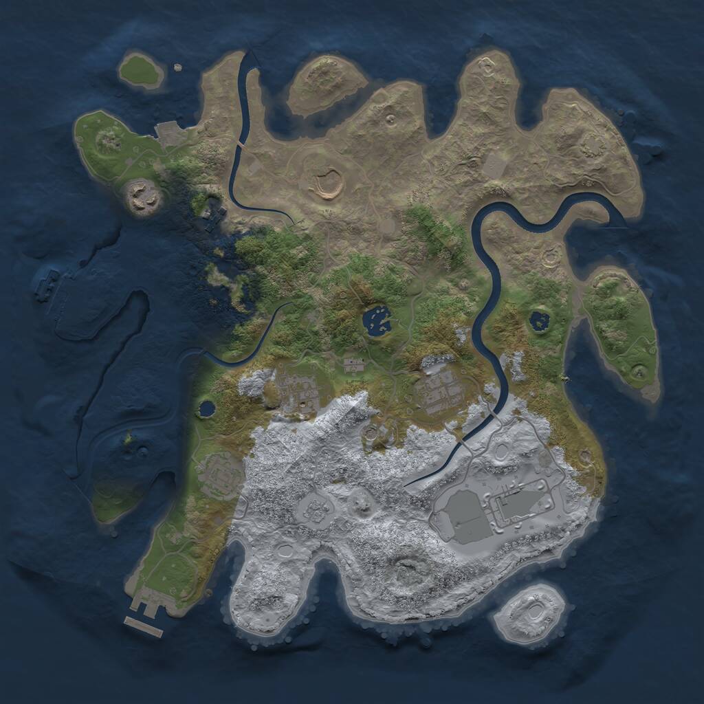 Rust Map: Procedural Map, Size: 3550, Seed: 997378, 14 Monuments