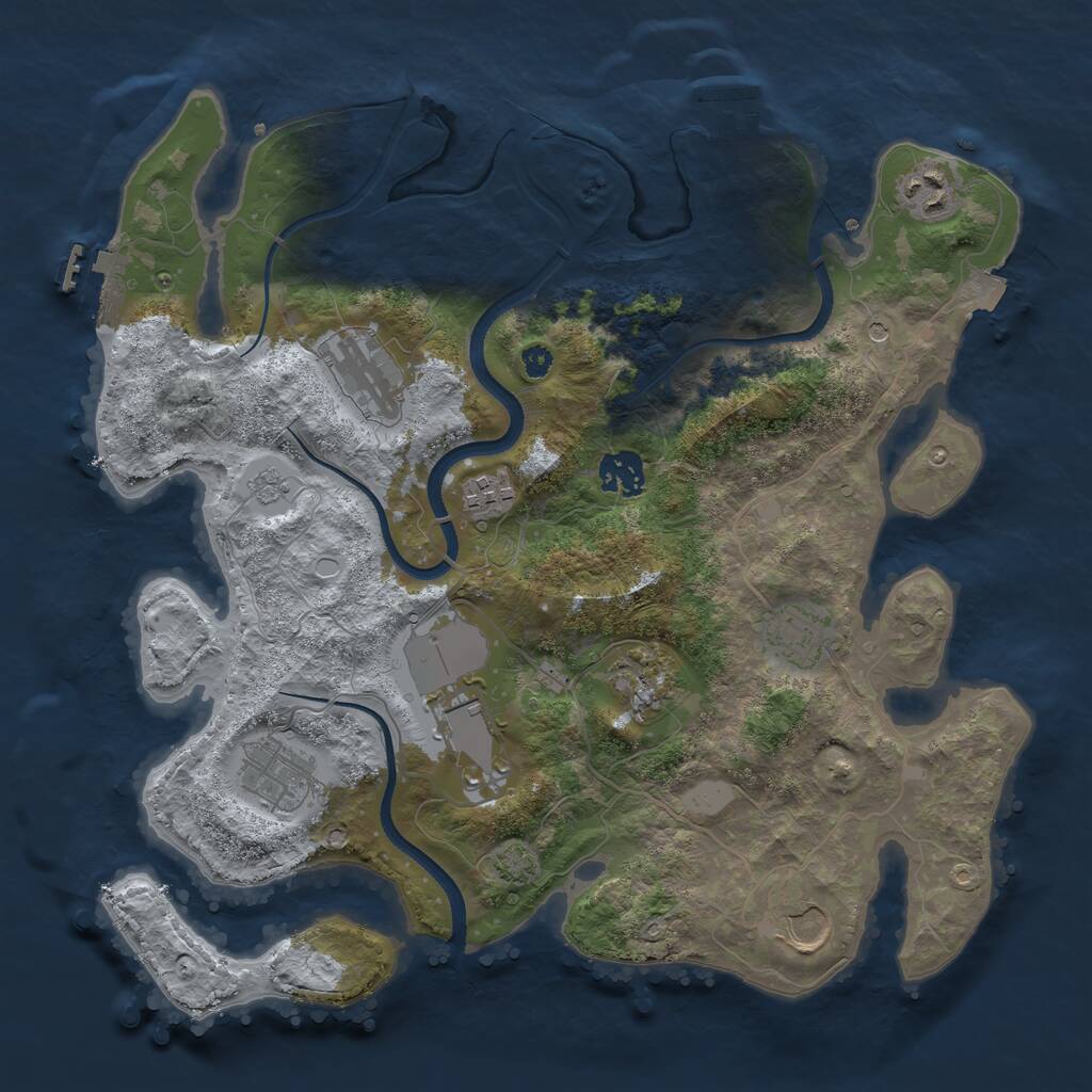 Rust Map: Procedural Map, Size: 3500, Seed: 798266090, 15 Monuments