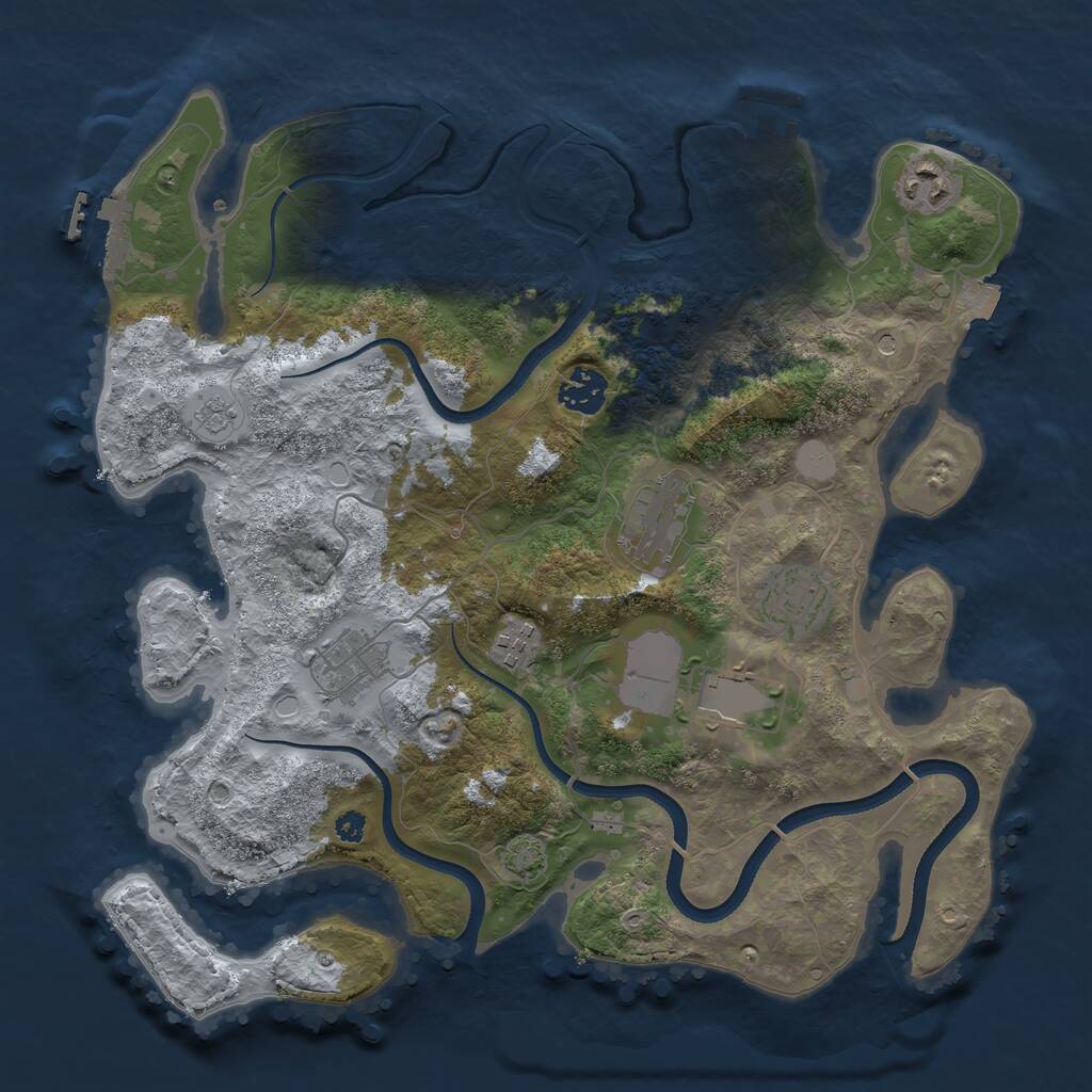 Rust Map: Procedural Map, Size: 3500, Seed: 798266090, 13 Monuments