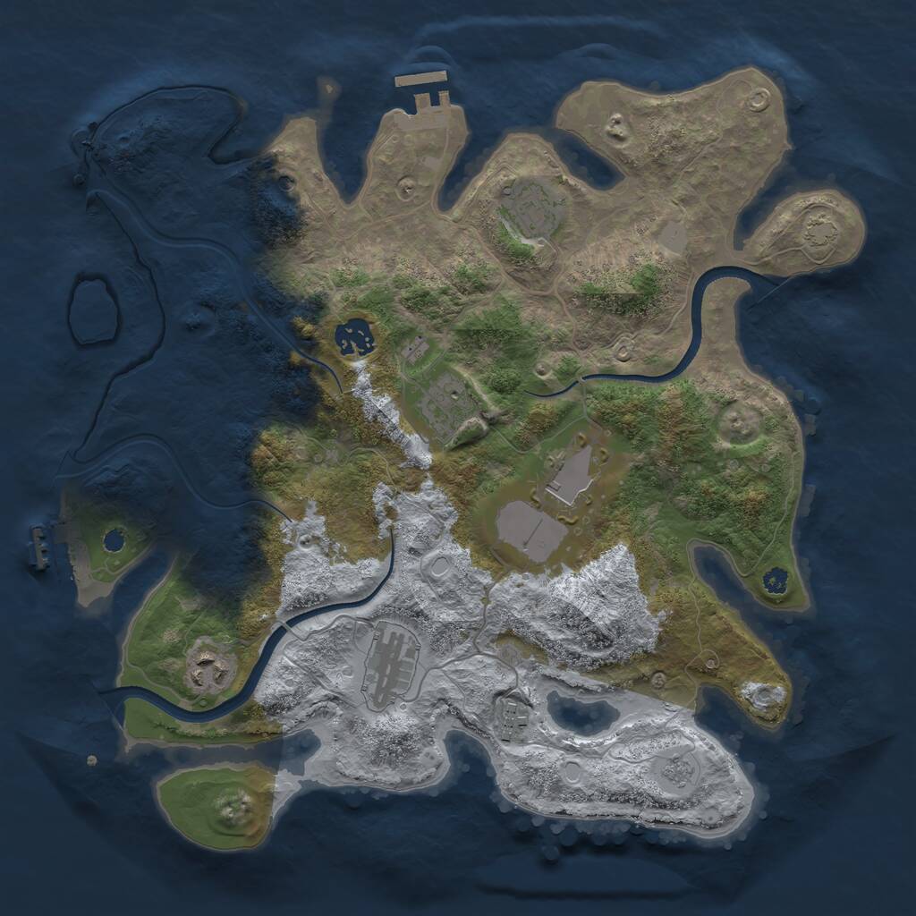 Rust Map: Procedural Map, Size: 3550, Seed: 198015, 13 Monuments