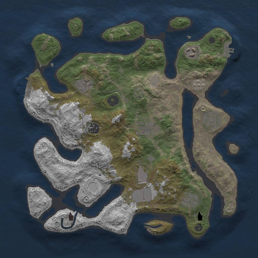 Rust Map: Procedural Map, Size: 3500, Seed: 113330182, 16 Monuments