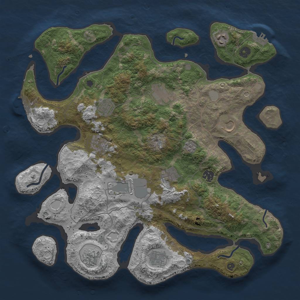 Rust Map: Procedural Map, Size: 4000, Seed: 1923440029, 19 Monuments