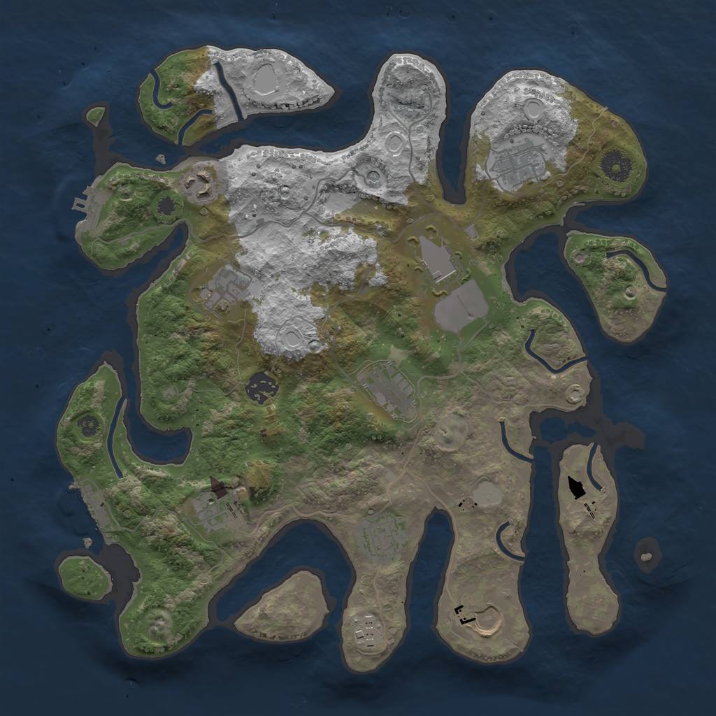 Rust Map: Procedural Map, Size: 3500, Seed: 200030053, 18 Monuments