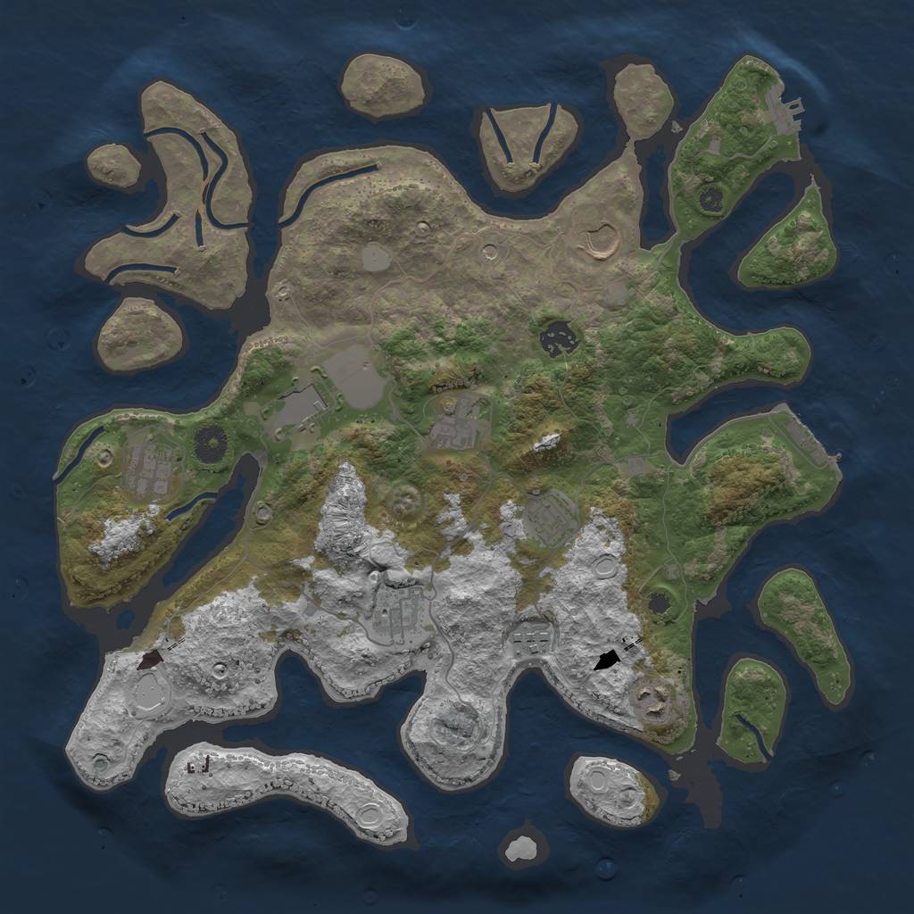 Rust Map: Procedural Map, Size: 3850, Seed: 570442319, 17 Monuments