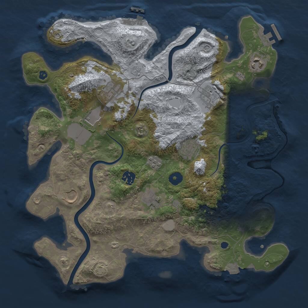 Rust Map: Procedural Map, Size: 3500, Seed: 2051537791, 15 Monuments
