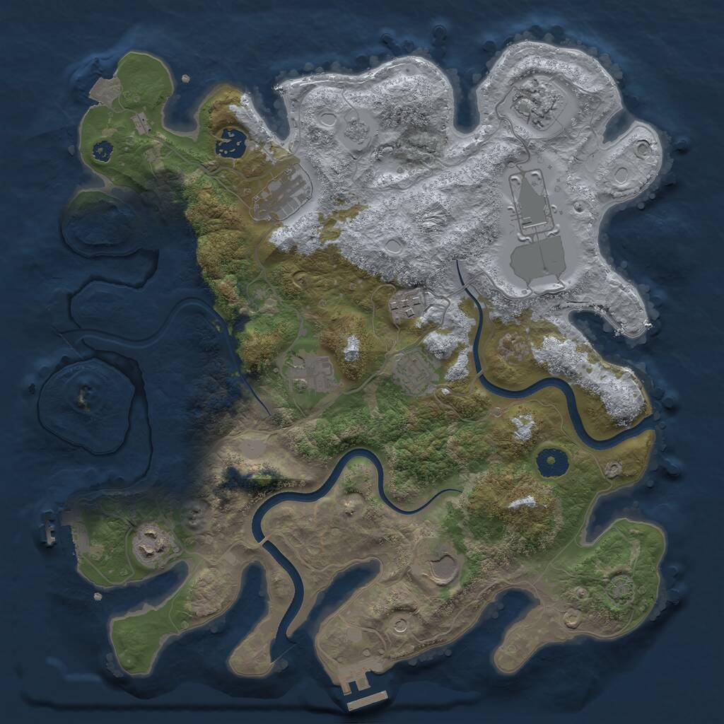 Rust Map: Procedural Map, Size: 3550, Seed: 511464, 15 Monuments
