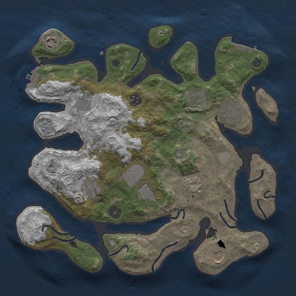 Rust Map: Procedural Map, Size: 3500, Seed: 374835849, 18 Monuments