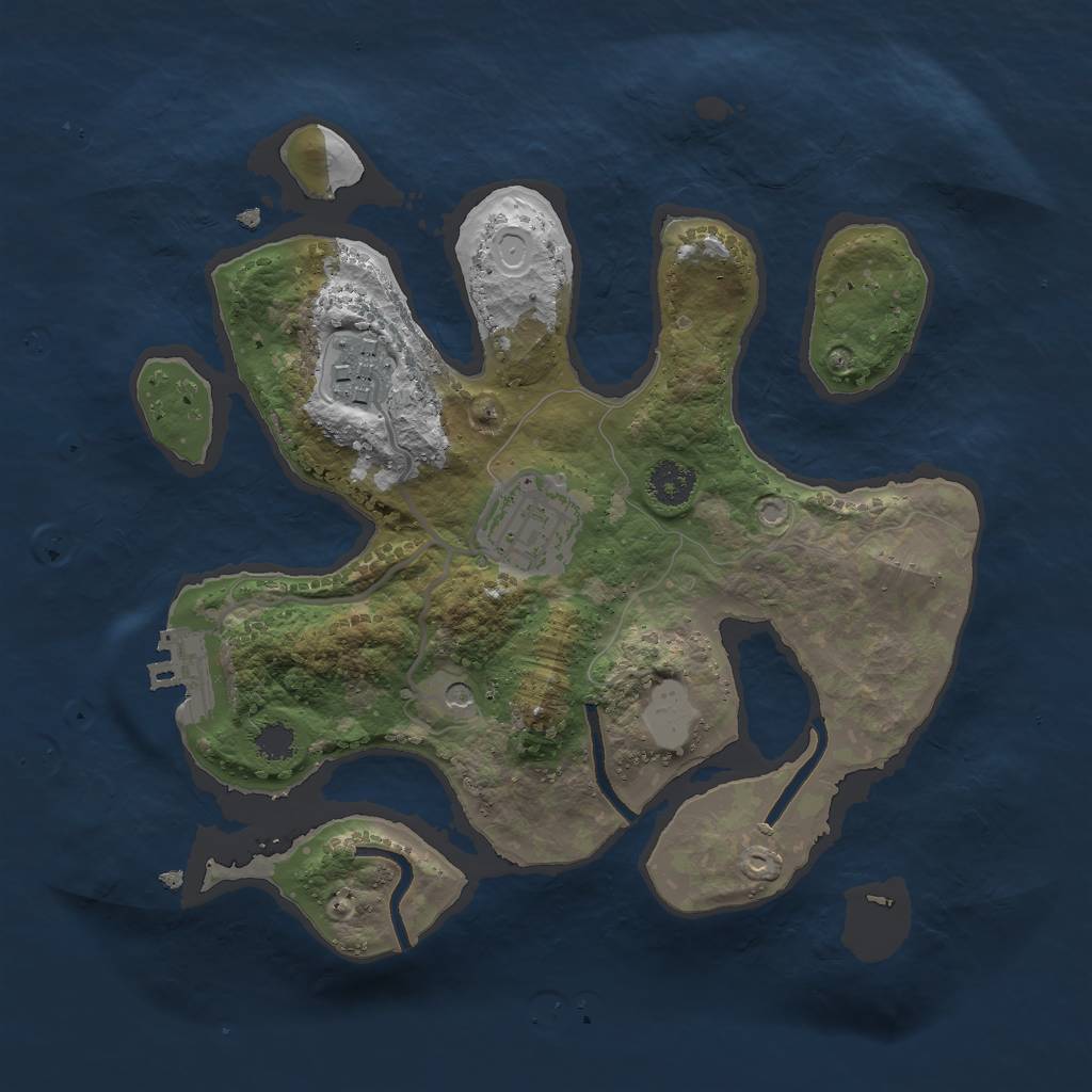 Rust Map: Procedural Map, Size: 2500, Seed: 654123, 9 Monuments