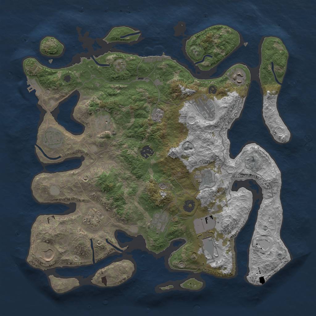 Rust Map: Procedural Map, Size: 3850, Seed: 402581468, 19 Monuments