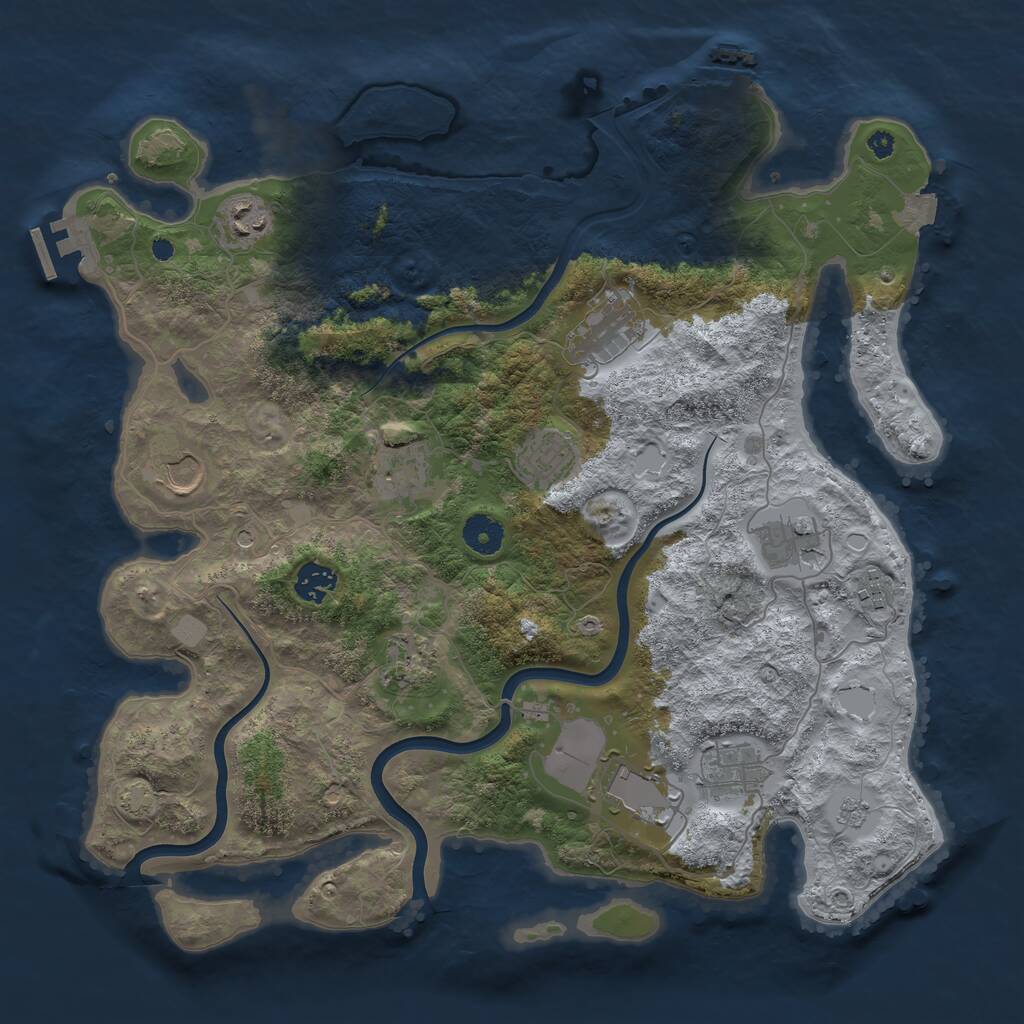 Rust Map: Procedural Map, Size: 3850, Seed: 402581468, 17 Monuments