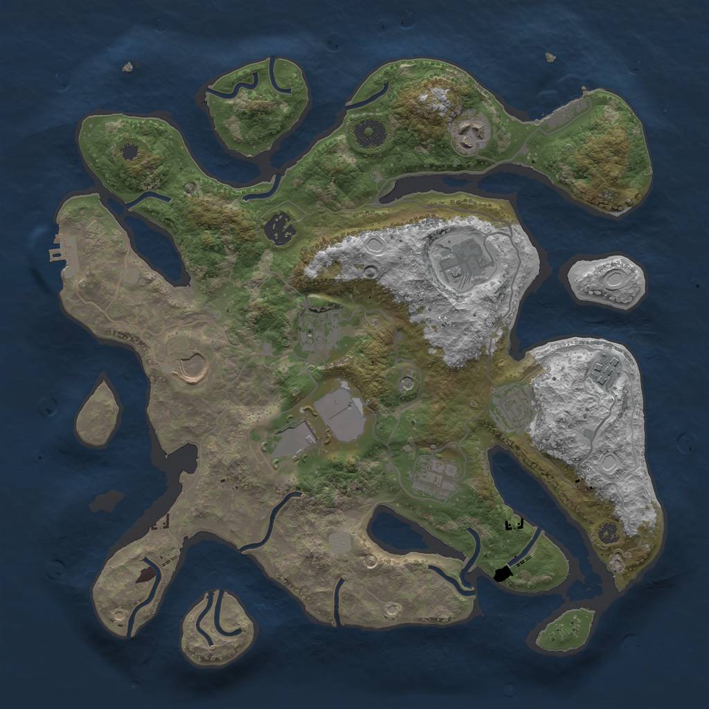 Rust Map: Procedural Map, Size: 3500, Seed: 43453, 17 Monuments
