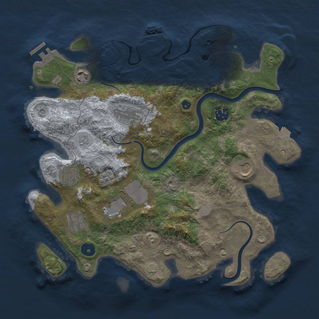 Rust Map: Procedural Map, Size: 3500, Seed: 1886594955, 14 Monuments