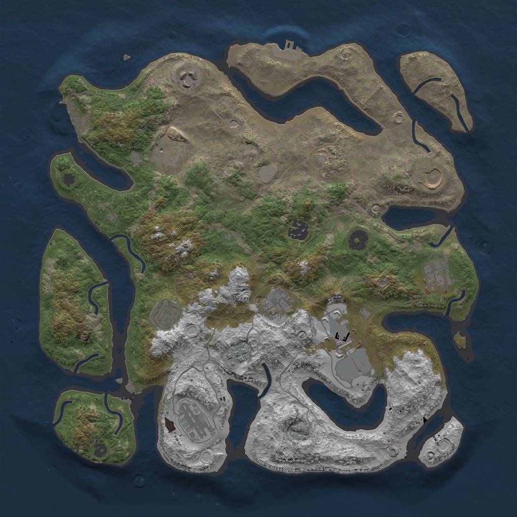 Rust Map: Procedural Map, Size: 3850, Seed: 1029964107, 19 Monuments