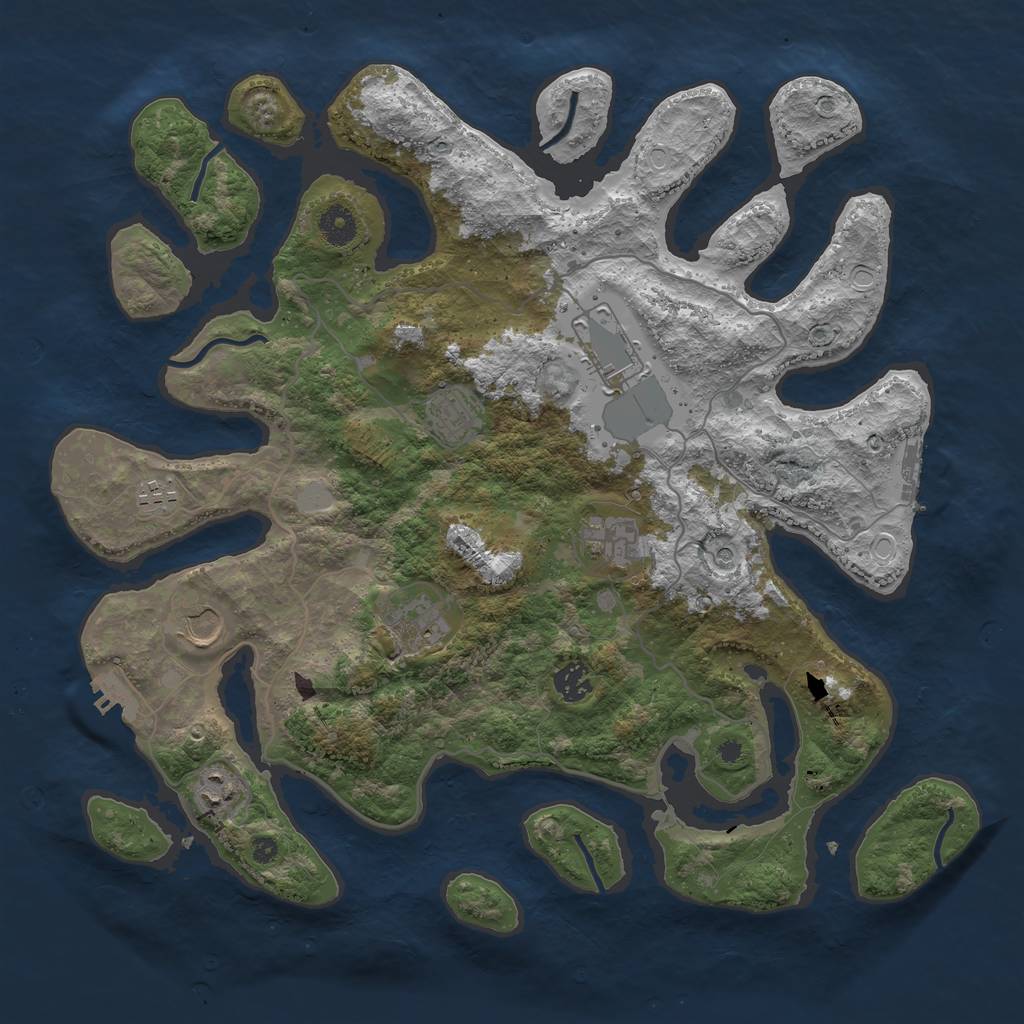 Rust Map: Procedural Map, Size: 4000, Seed: 6973965, 16 Monuments