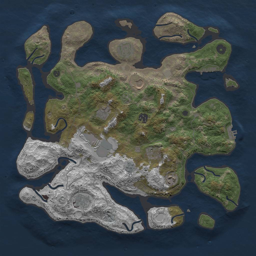 Rust Map: Procedural Map, Size: 4000, Seed: 253606492, 17 Monuments
