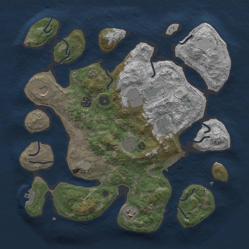 Rust Map: Procedural Map, Size: 3550, Seed: 502972, 14 Monuments