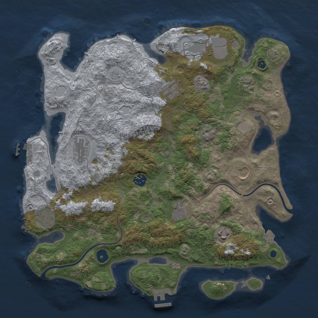 Rust Map: Procedural Map, Size: 3850, Seed: 2141501117, 15 Monuments