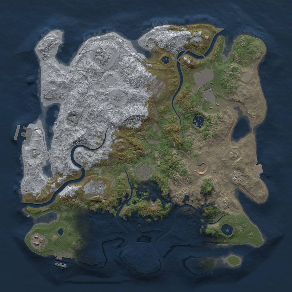 Rust Map: Procedural Map, Size: 3850, Seed: 2141501117, 15 Monuments
