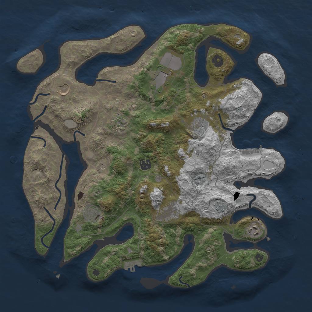 Rust Map: Procedural Map, Size: 4000, Seed: 464203, 17 Monuments