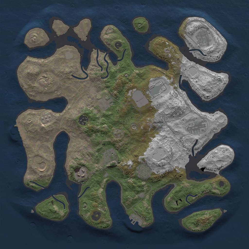 Rust Map: Procedural Map, Size: 3850, Seed: 1726581303, 19 Monuments
