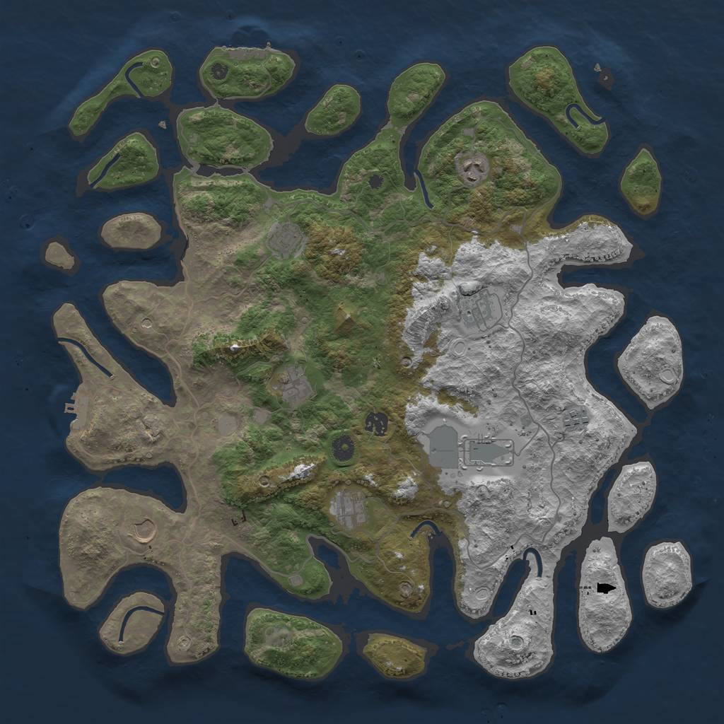 Rust Map: Procedural Map, Size: 4500, Seed: 69241, 17 Monuments