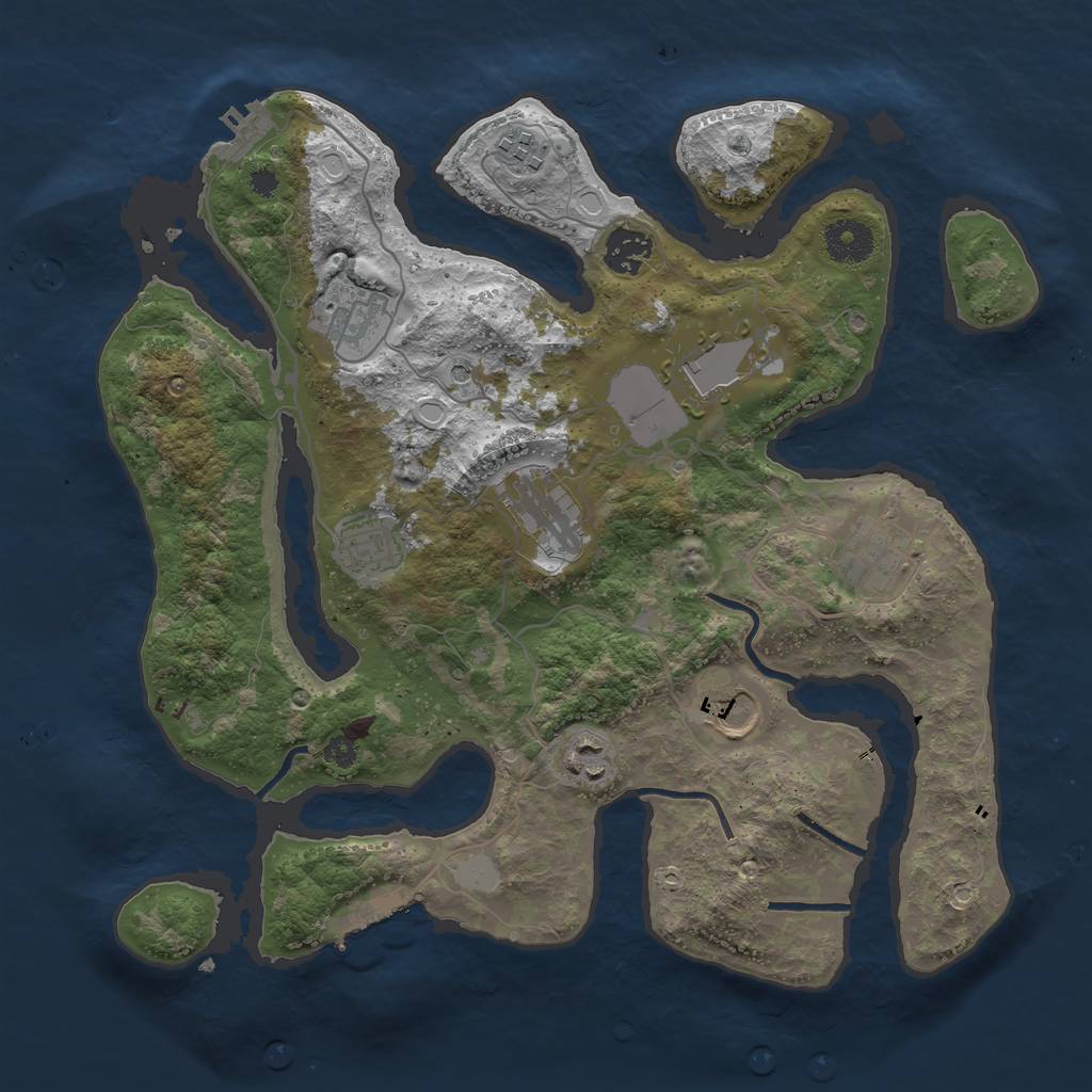 Rust Map: Procedural Map, Size: 3500, Seed: 1496689317, 17 Monuments