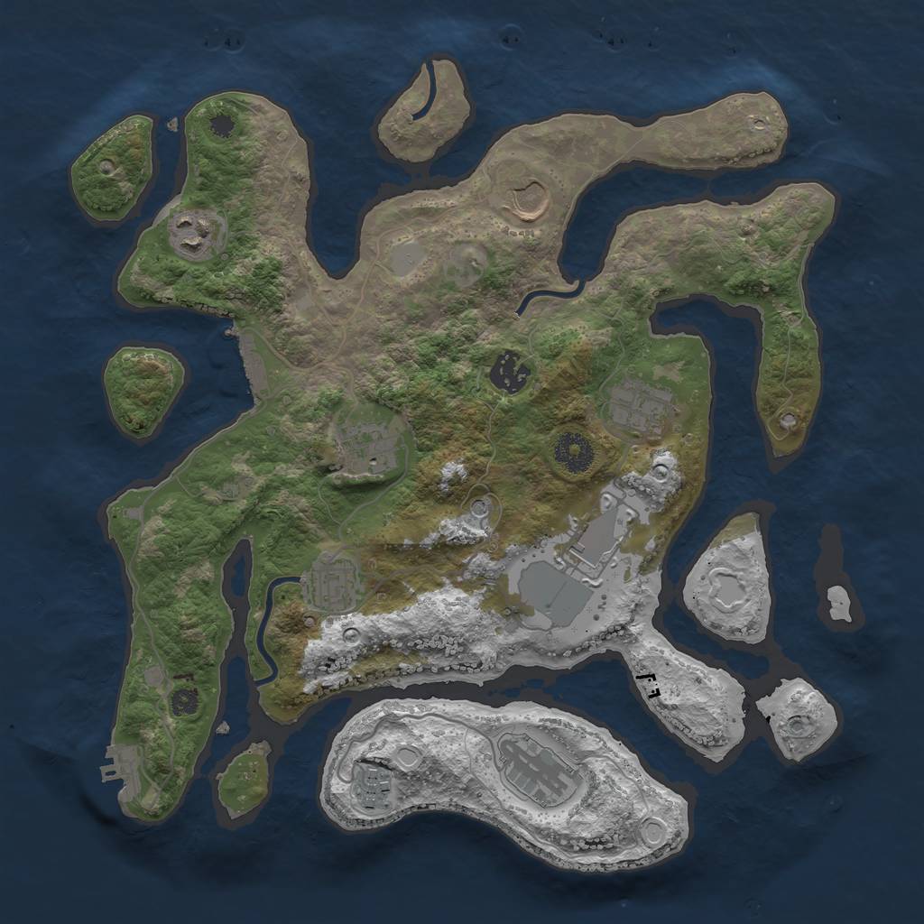 Rust Map: Procedural Map, Size: 3500, Seed: 612626269, 17 Monuments