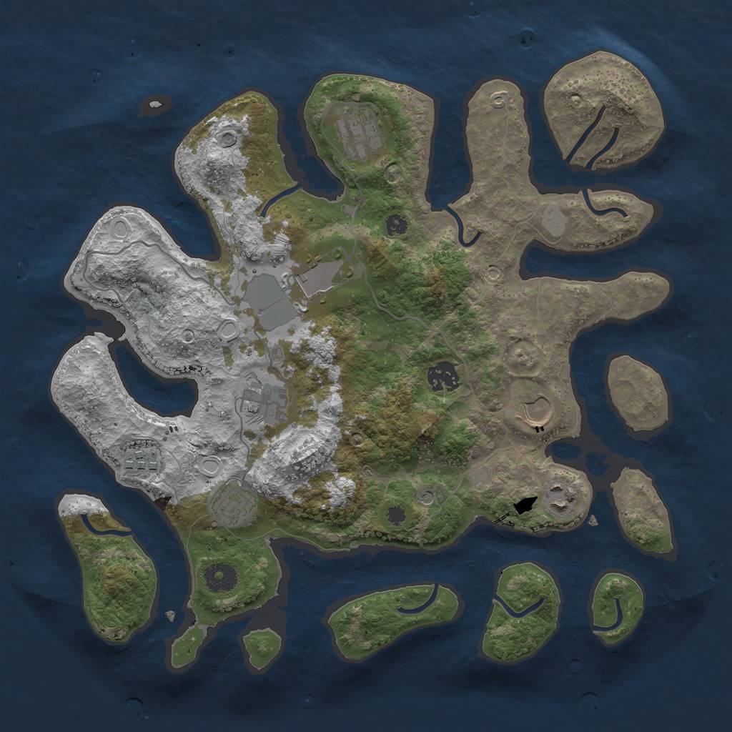 Rust Map: Procedural Map, Size: 3500, Seed: 645523409, 14 Monuments