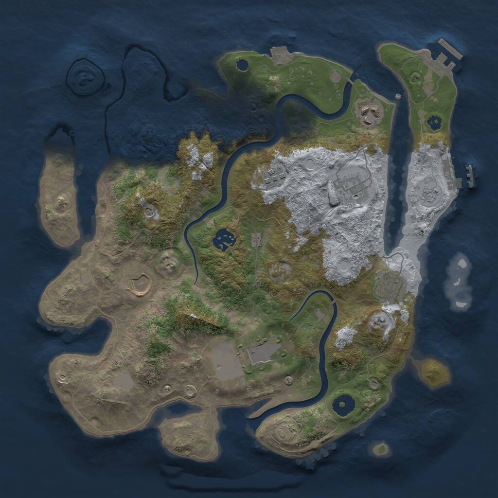 Rust Map: Procedural Map, Size: 3500, Seed: 416874092, 13 Monuments