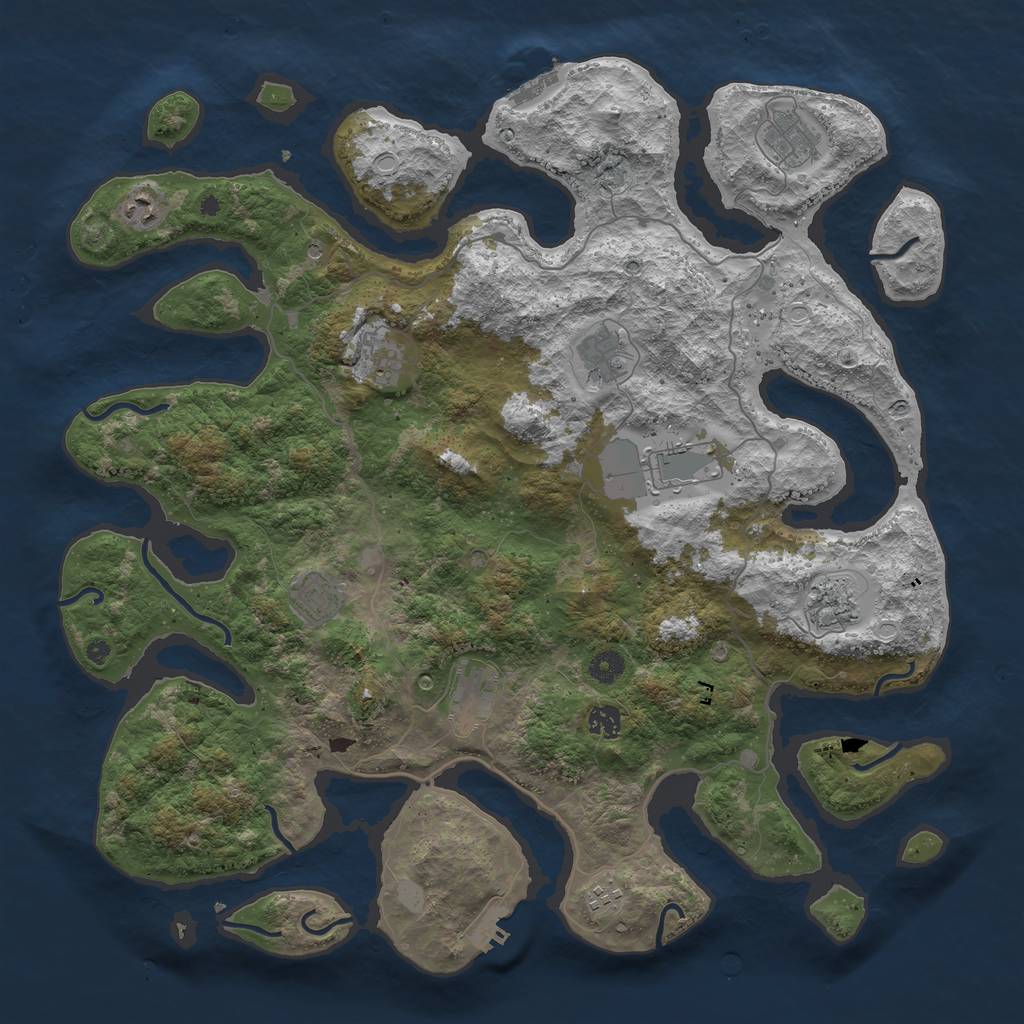 Rust Map: Procedural Map, Size: 4500, Seed: 361089547, 18 Monuments