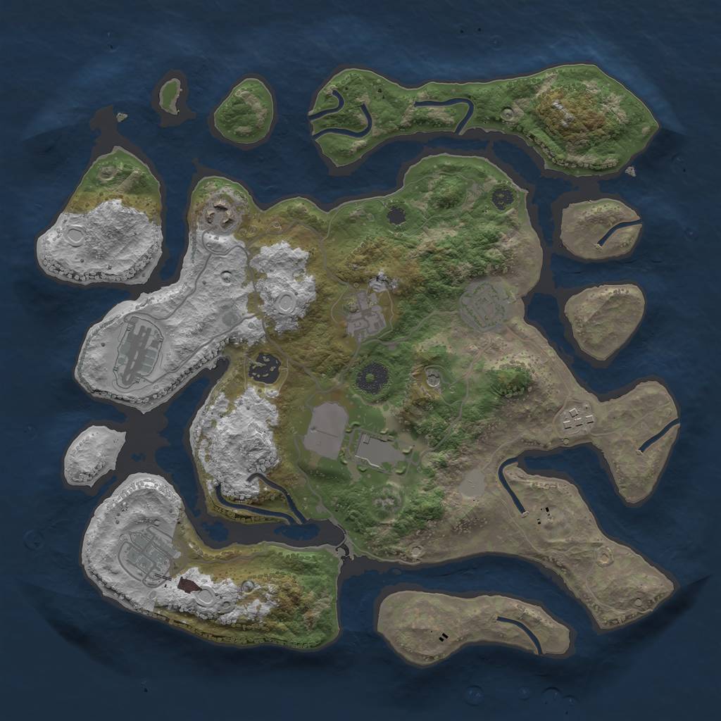 Rust Map: Procedural Map, Size: 3500, Seed: 23990819, 14 Monuments