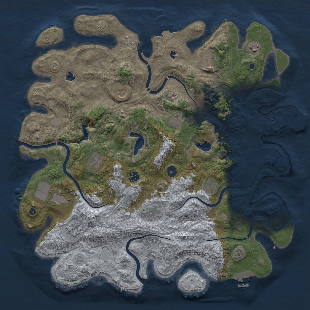 Rust Map: Procedural Map, Size: 4500, Seed: 643857946, 17 Monuments