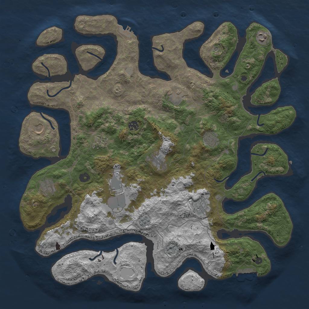 Rust Map: Procedural Map, Size: 4500, Seed: 643857946, 19 Monuments