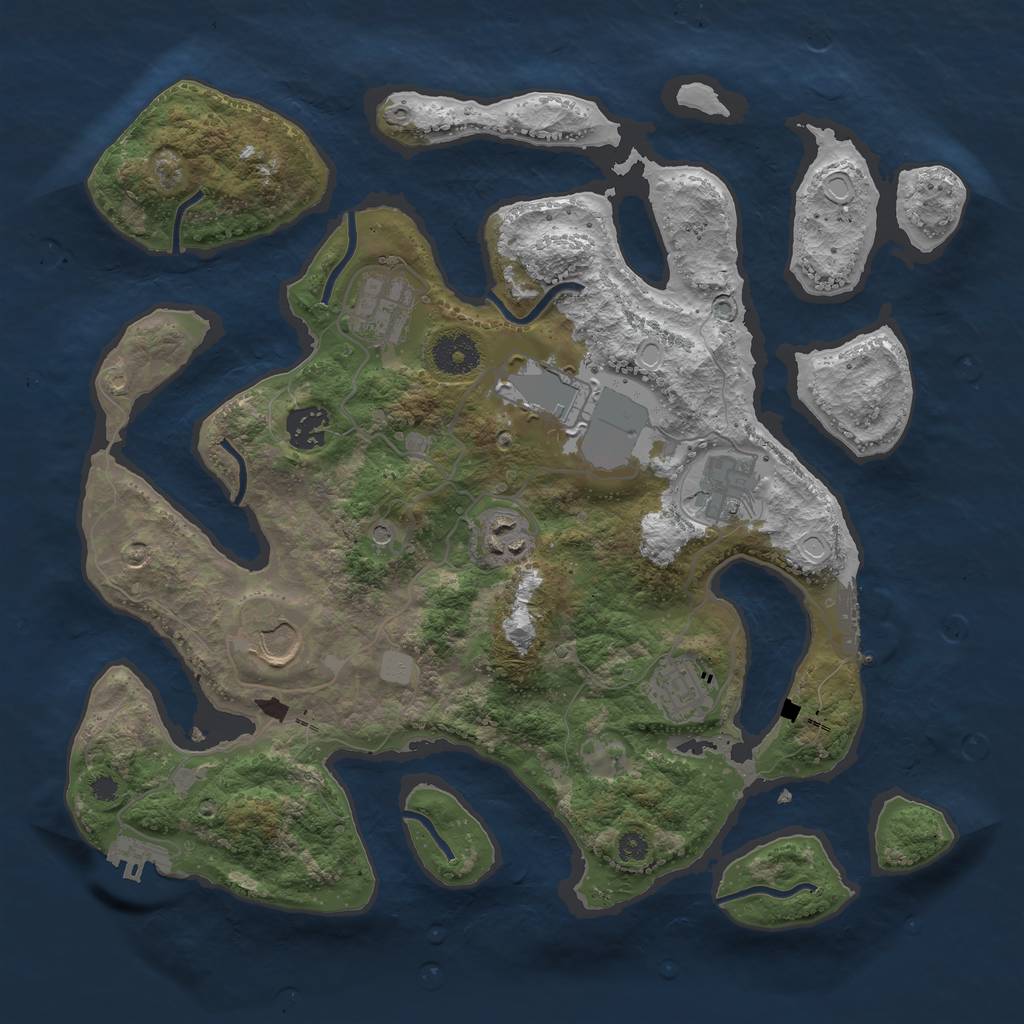 Rust Map: Procedural Map, Size: 3500, Seed: 1125120926, 15 Monuments