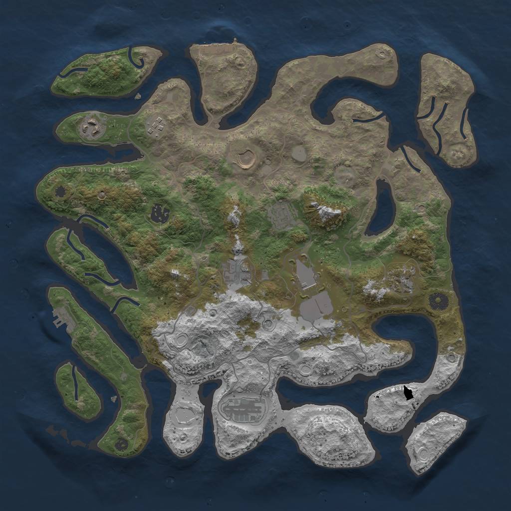 Rust Map: Procedural Map, Size: 4000, Seed: 684078, 17 Monuments