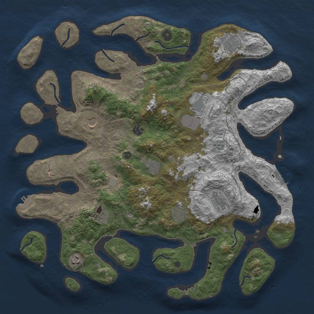 Rust Map: Procedural Map, Size: 4500, Seed: 88962920, 18 Monuments