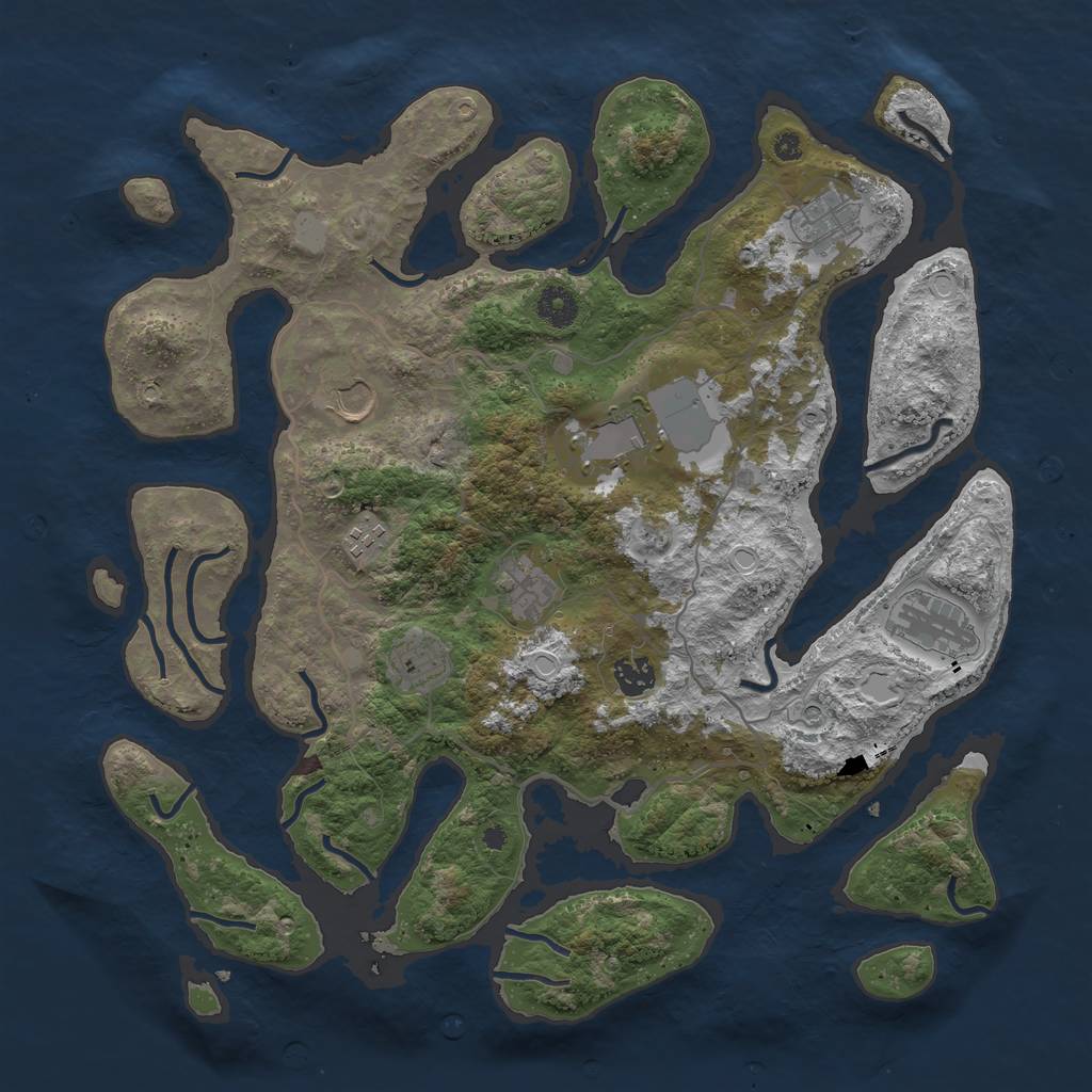 Rust Map: Procedural Map, Size: 4000, Seed: 51327, 14 Monuments