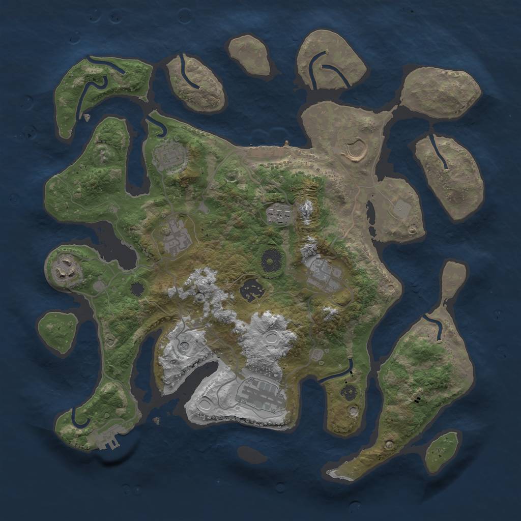 Rust Map: Procedural Map, Size: 3500, Seed: 8651279, 16 Monuments