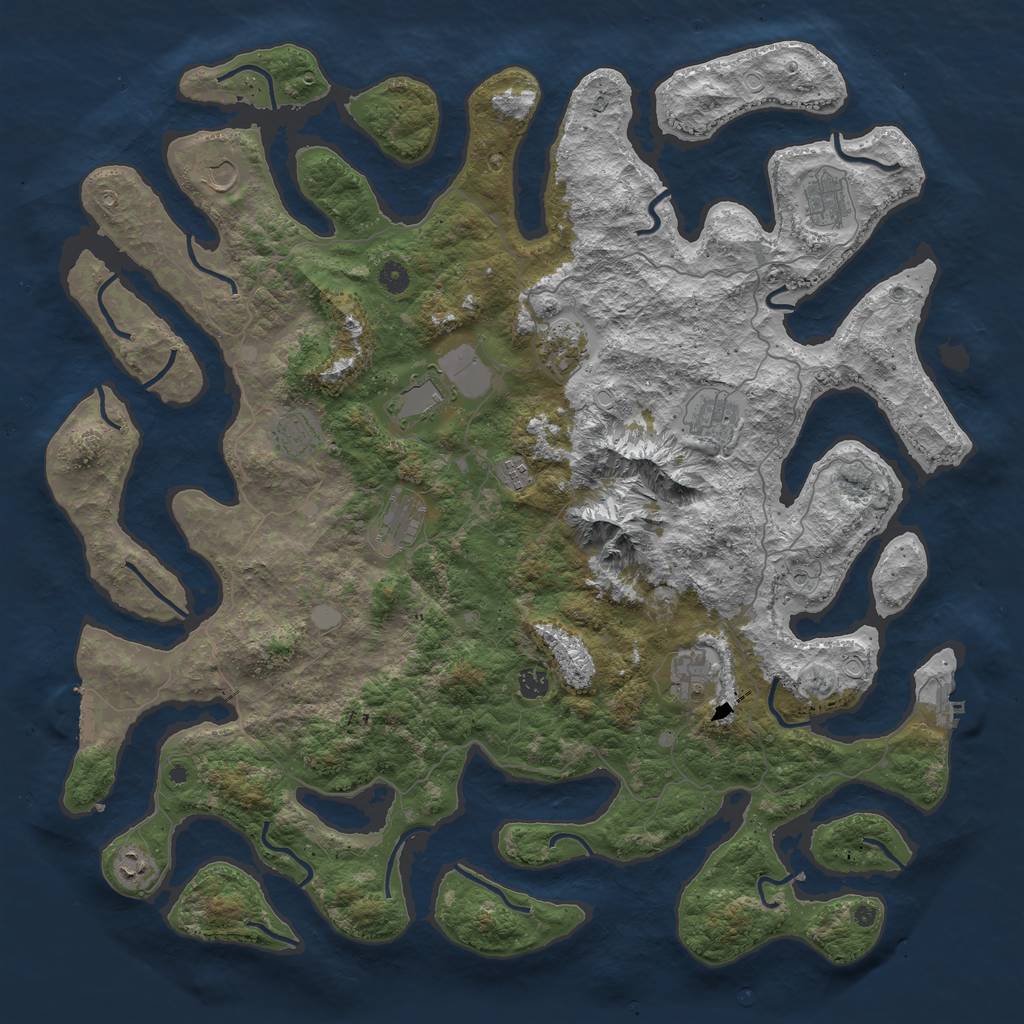 Rust Map: Procedural Map, Size: 5000, Seed: 370992893, 19 Monuments