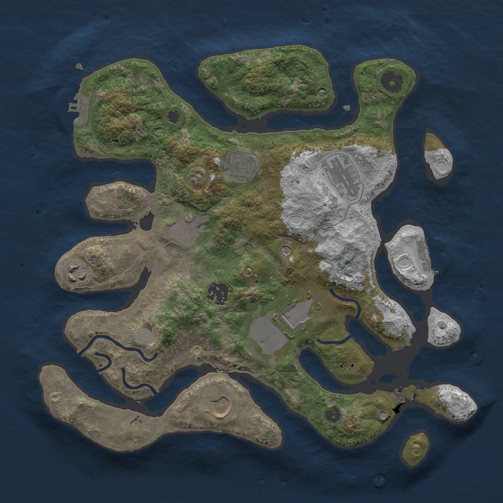 Rust Map: Procedural Map, Size: 3500, Seed: 315274334, 15 Monuments