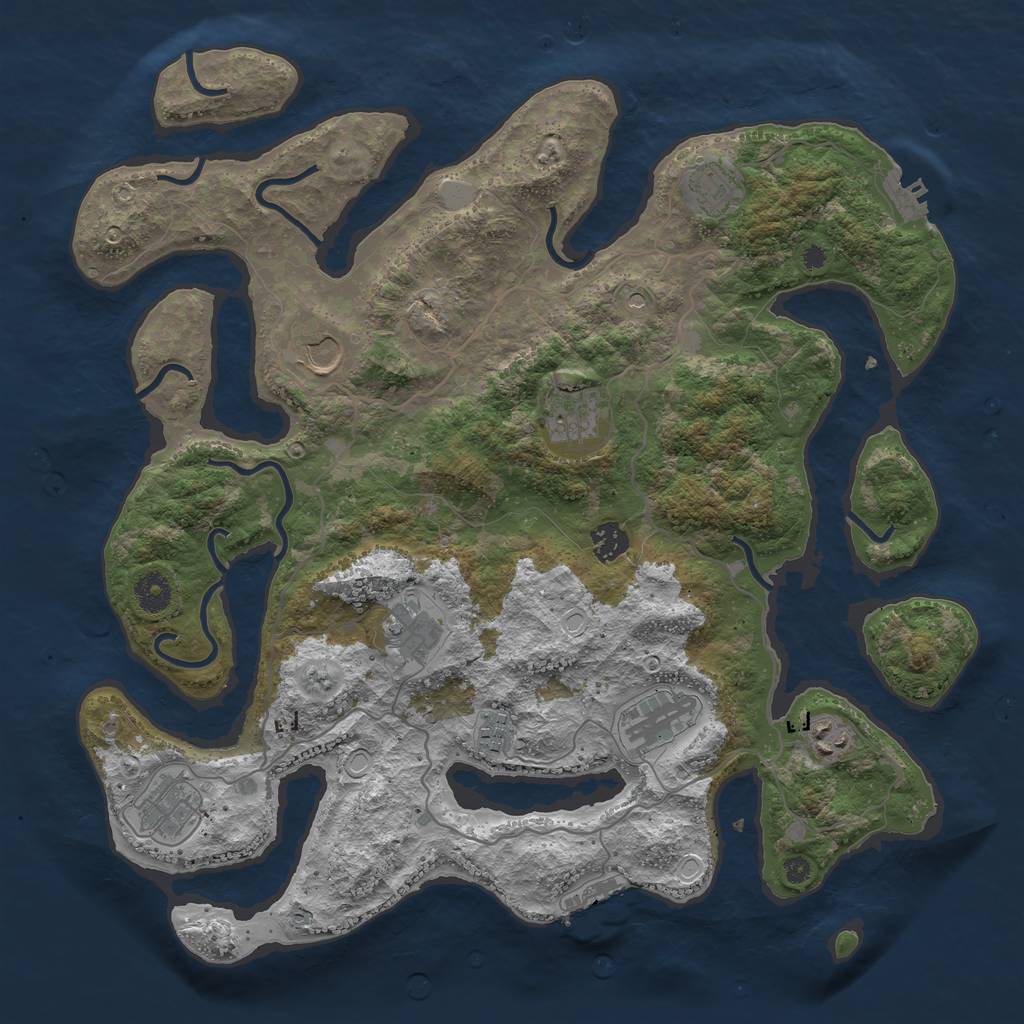 Rust Map: Procedural Map, Size: 4000, Seed: 4592, 17 Monuments