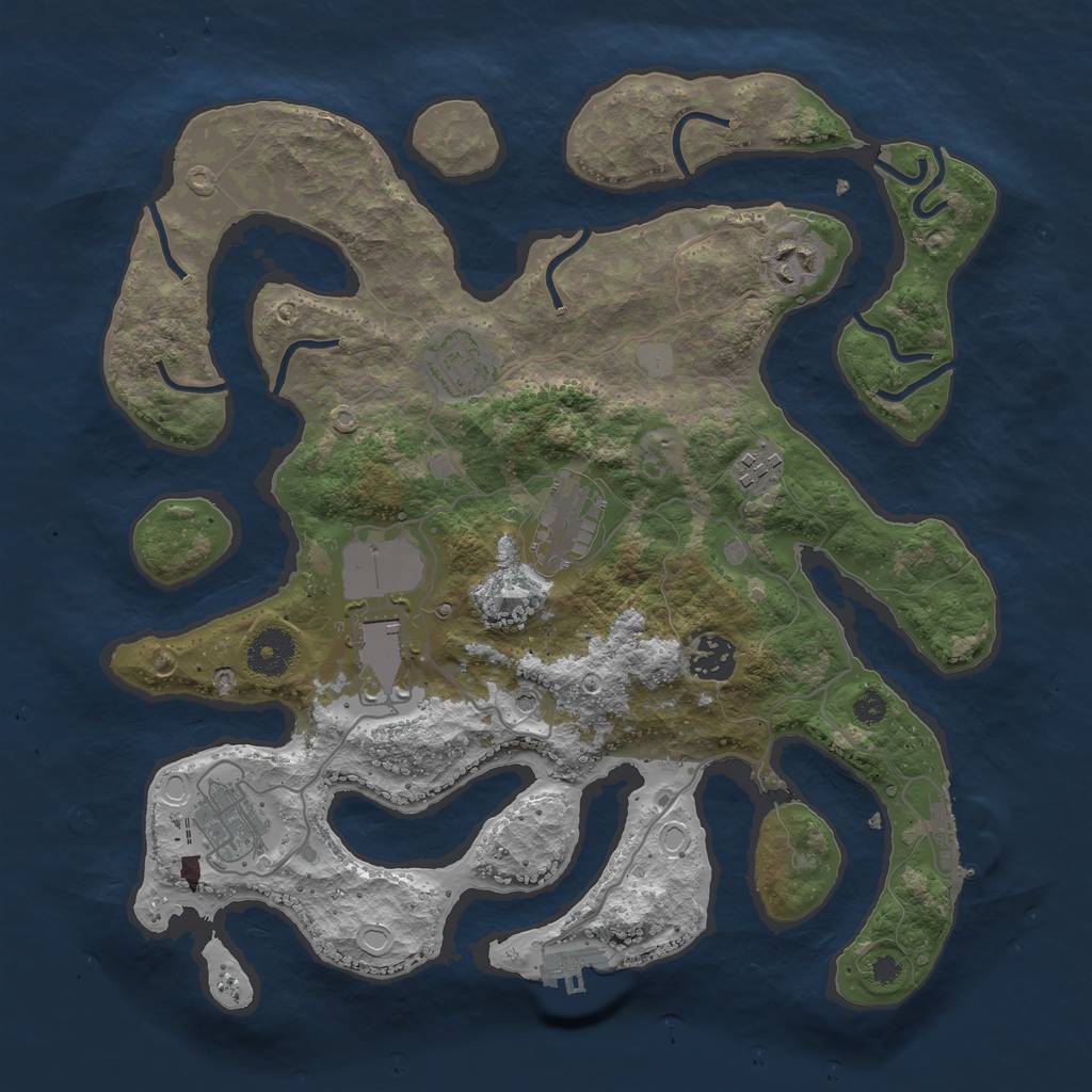Rust Map: Procedural Map, Size: 3500, Seed: 710944500, 15 Monuments