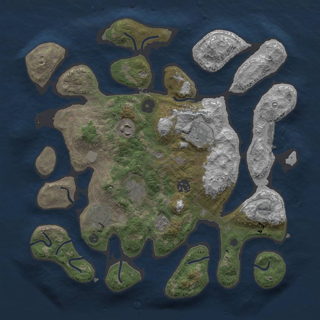 Rust Map: Procedural Map, Size: 3500, Seed: 255320, 13 Monuments